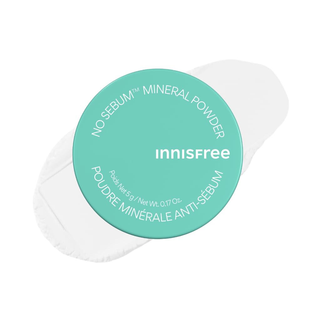 Innisfree No-Sebum Matte Mineral Powder 5g translucent loose setting powder with puff applicator